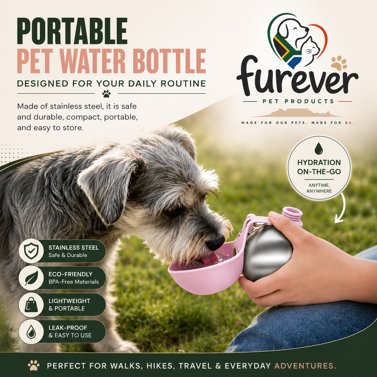 FUREVER™ On-the-Go Pet Water Bottle
